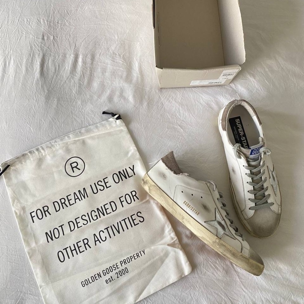AUTH Golden goose Super-star leather sneakers white/ice/Beige EU 43 US 10 $510